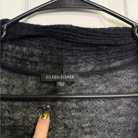 Eileen Fisher Mohair Black Lightweight Open-Front Cardigan Sweater Size Large - Picture 5 of 11
